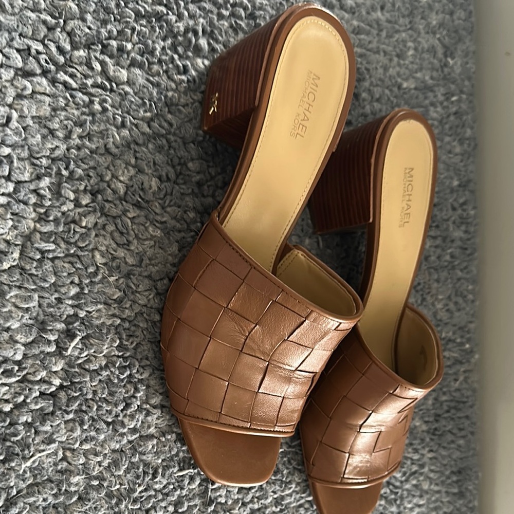 Michael Kors Tan Woven Mules